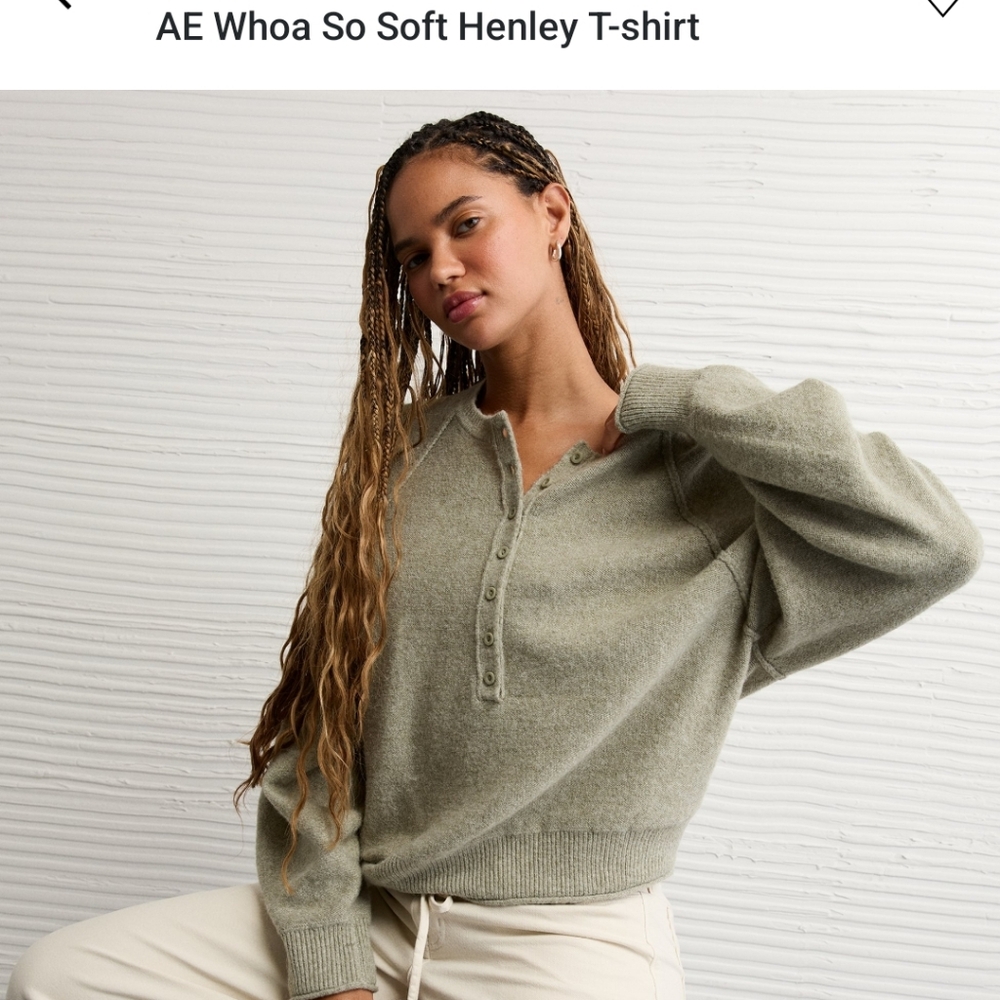 NWT American Eagle Whoa So Soft Henley T-Shirt Size XS